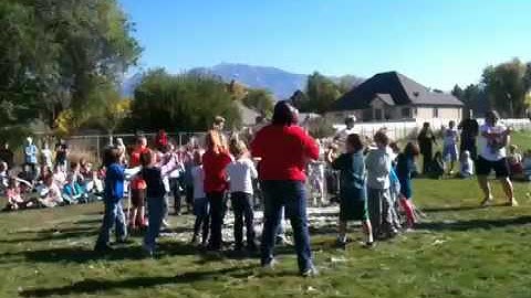 Mr N. gets sprayed with silly string