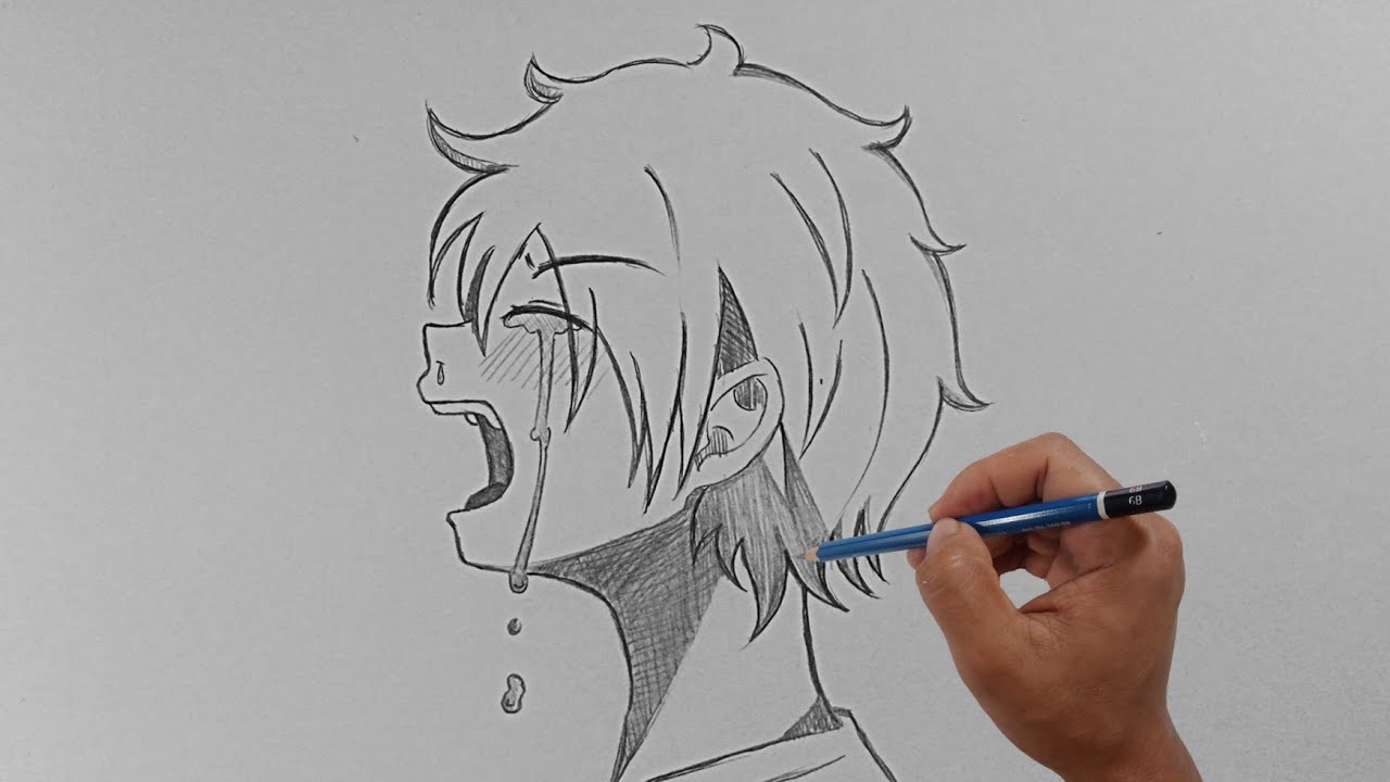 Easy anime drawing || How to Draw Anime Sad Boy step-by-step - YouTube