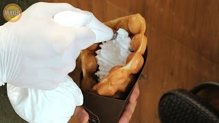 홍대 │ 생크림 고구마 와플 │ Sweet Potato Waffle with Whipped Cream │ 한국 길거리 음식 │ Hong Kong Street Food