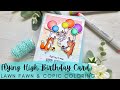 Flying High Birthday Card | Lawn Fawn  | Bingo Board Challenge | Copic Coloring  + Patterned Paper