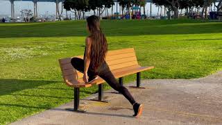 Split squat isometric (front heel float + knee-high)