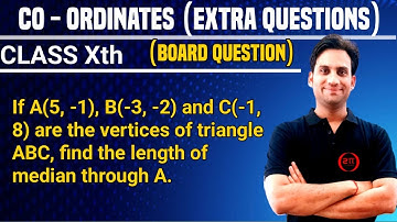 If the vertices of triangle ABC are A(5, -1), B(-3, -2) and C(-1, 8), find the length of median
