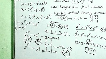 Prime factorisation of three numbers A,B,C A = (2r × 3p × 5q) (2p × 3r × 5p)(2q × 3q × 5p) #class10