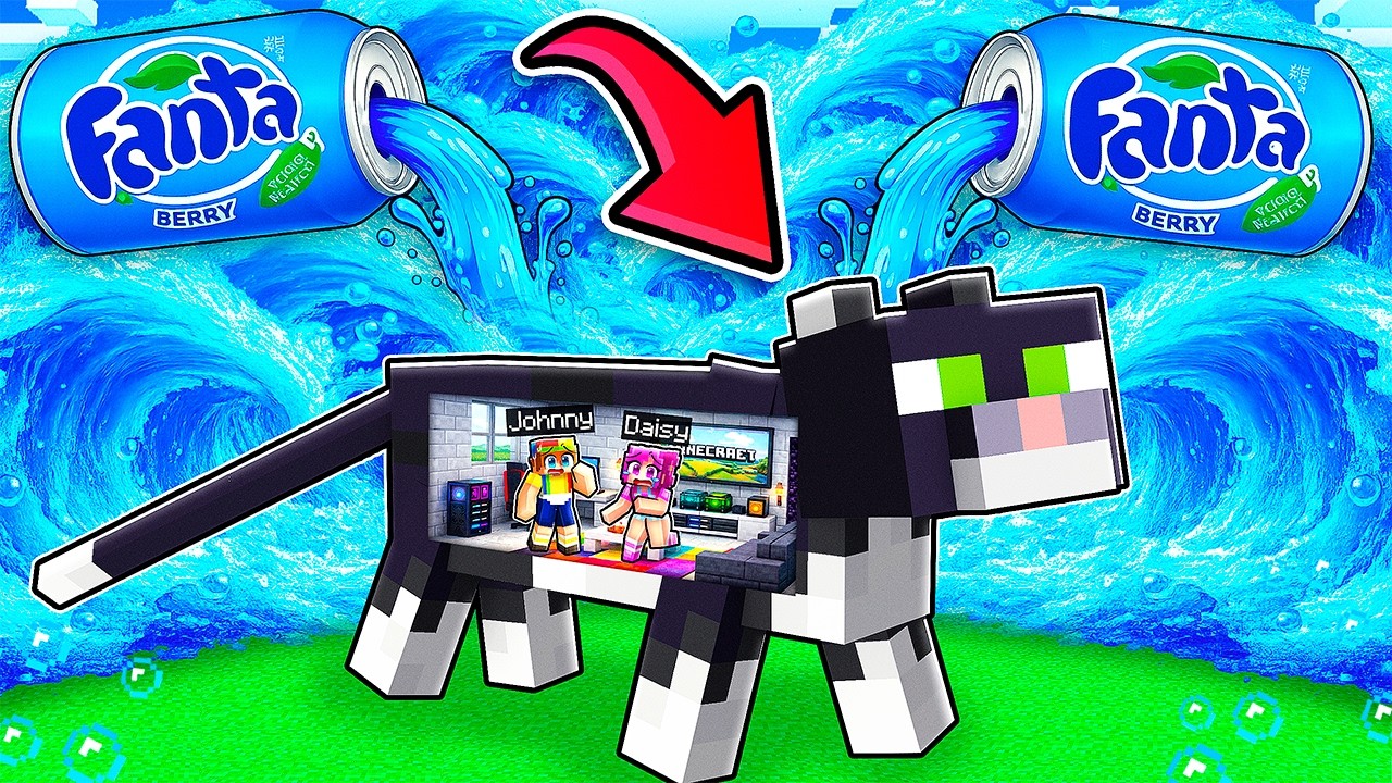 BLUE FANTA FLOOD vs CAT Doomsday Bunker in Minecraft!