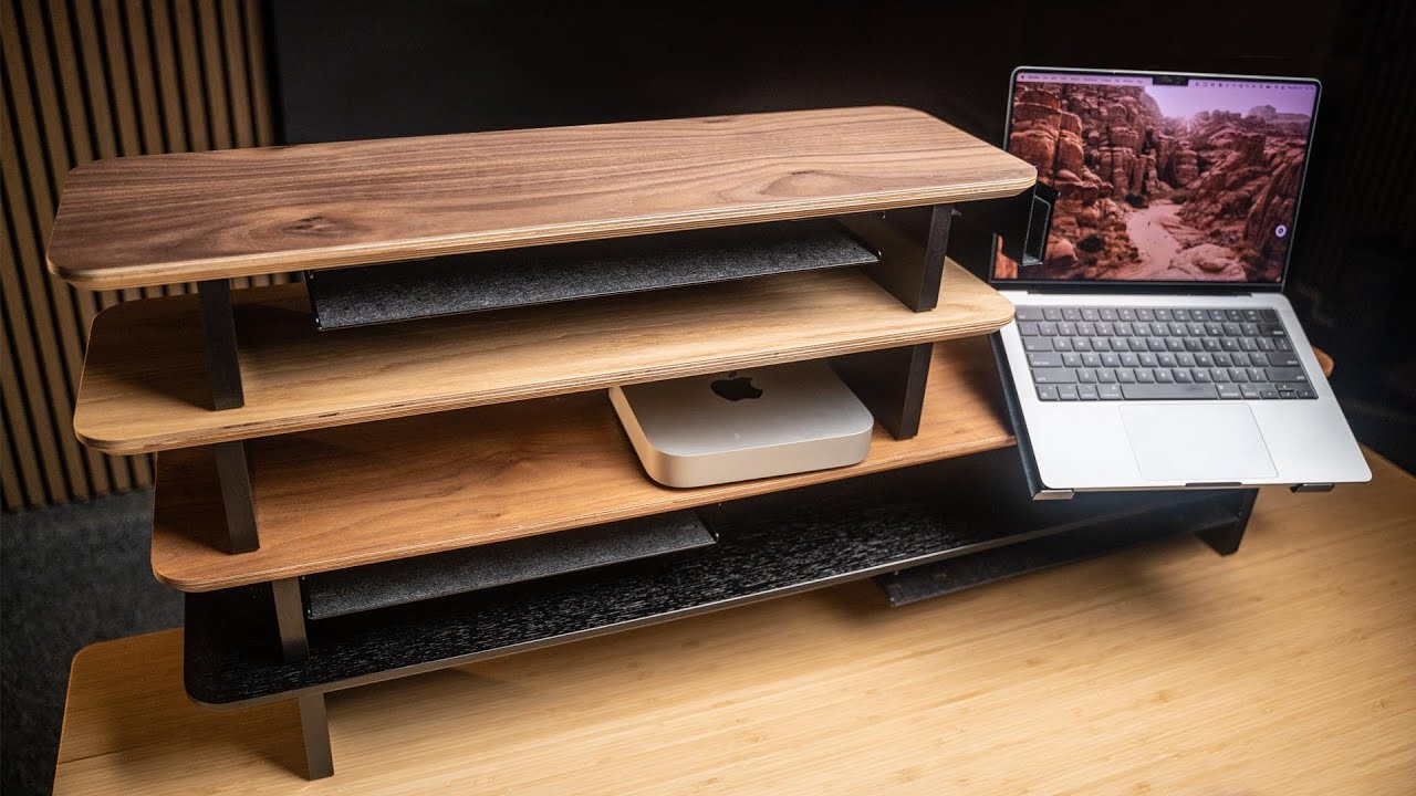 Walnut Desk Shelf & Monitor Stand Desk and Home Organisation Home