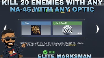 KILL 20 ENEMIES WITH ANY NA-45 WITH AY OPTICS ELITE MARKSMAN CHALLENGES IN CALL OF DUTY MOBILE