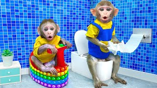 KiKi Monkey help Naughty Baby experience Pop It Toilet | KUDO ANIMAL KIKI