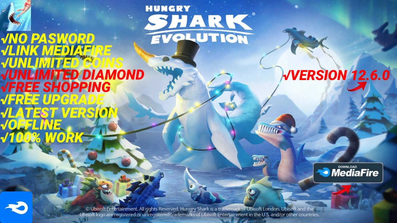 DOWNLOAD HUNGRY SHARK EVOLUTION VERSION 12.6.0 MOD APK NO PASWORD‼️