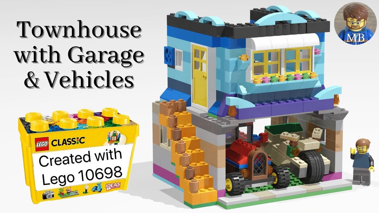 Building a Townhouse + Garage & using Lego classic - DIY instruction - 10698 ideas - YouTube