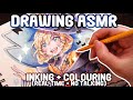 Drawing asmr  colored pencil  inking