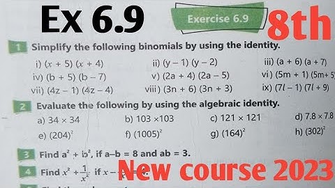 Exercise 6.9 Class 8 Math New Course 2023| Ex 6.9 unit 6 sequence and Algebra Math 8 kpk and PTB