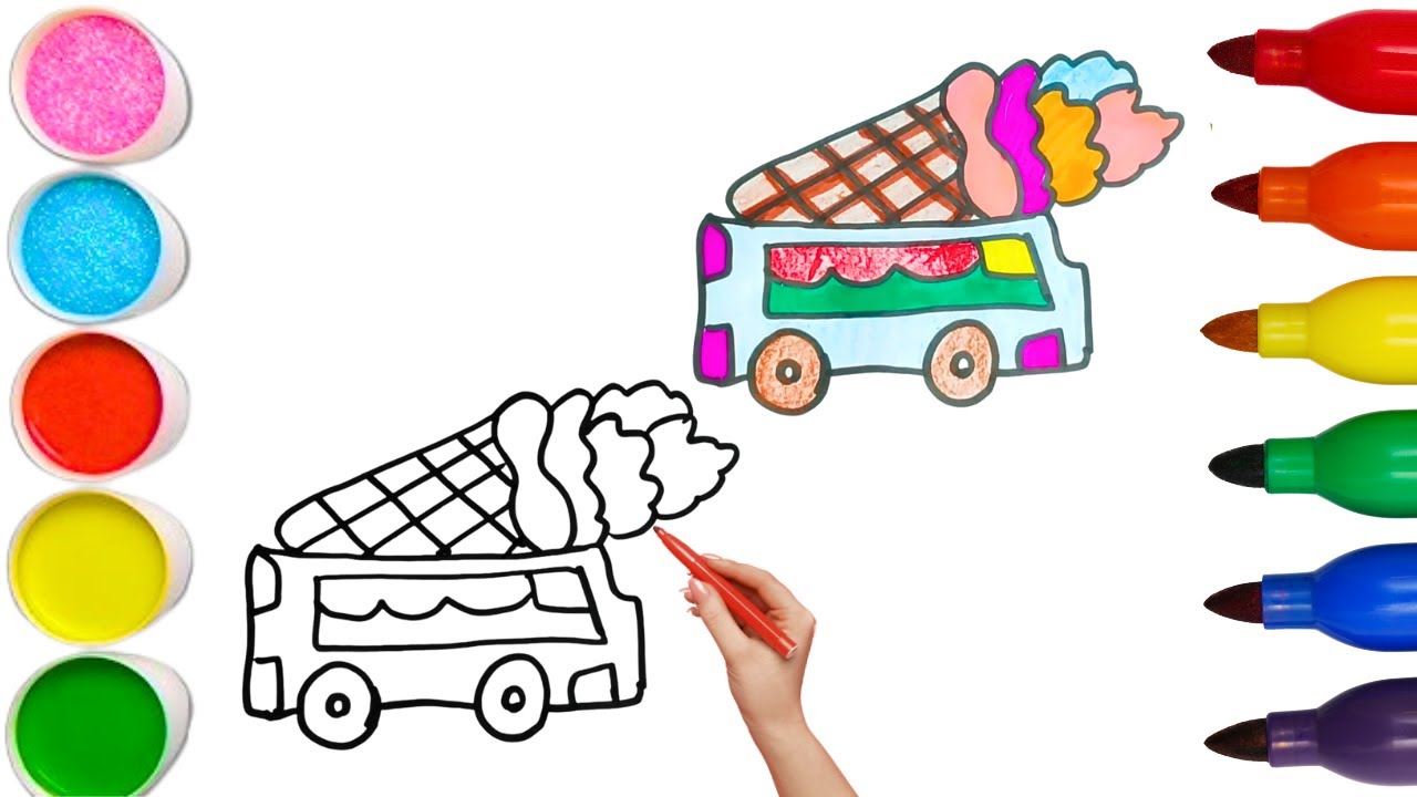 How To Draw cute Mixer Truck Drawing, Painting & Coloring For Kids and Toddlers_🌈🎨