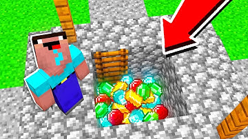 Minecraft NOOB vs PRO: NOOB FOUND TREASURE IN THE WELL IN VILLAGE! 100% TROLLING VILLAGER CHALLENGE