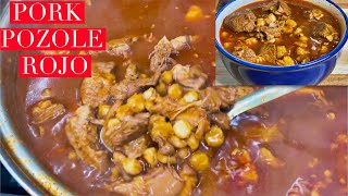 How I make EASY delicious Pork POZOLE ROJO! SO yummy! Step by step