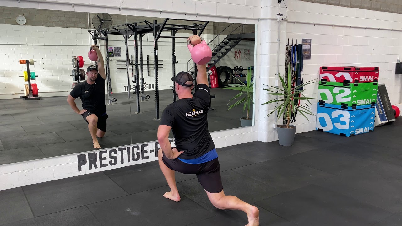 Kettlebell Single Arm Overhead Reverse Lunge - YouTube