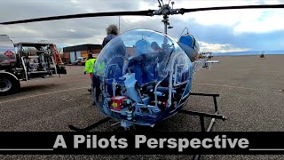 Flying a 60 year old Bell 47 Helicopter. Walkaround, start up, take off & landing.