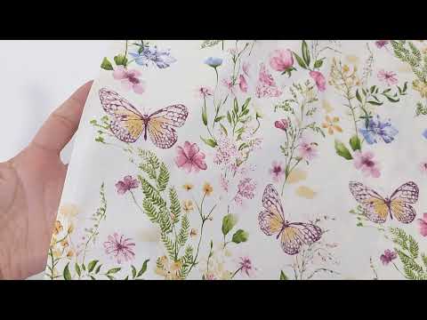 Сатин. Бабочки розовые и цветы, видео 1