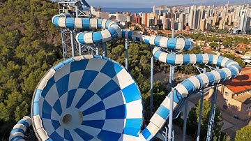 Tallest FUNNEL Water Slide in Europe! Cyclón at Aqualandia