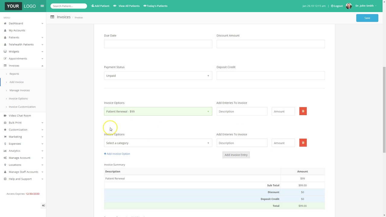 How to Add and Edit Invoice Options for Predefined Products - YouTube