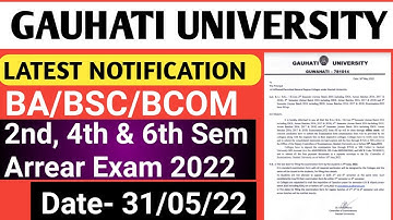 Exam Form Guwahati University BA/BSc/Bcom 2nd, 4th & 6th Sem Arrear including IDOL Exam Notification