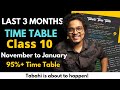Last 3 months Time Table Class 10 | November to January 95% | Class 10 2020-21 | Class 10 Strategy