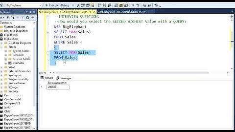 Second Highest Value in SQL