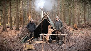 2 Day Bushcraft Camp in a Tipi Shelter - Woodstove, Deer Hides, Axe (Camp Craft)
