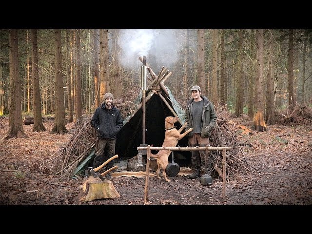 2 Day Bushcraft Camp in a Tipi Shelter - Woodstove, Deer Hides, Axe (Camp Craft)