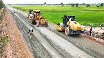 Best Activities Machines Build Road Construction, Motor Grader Grading Gravel Foundation Road