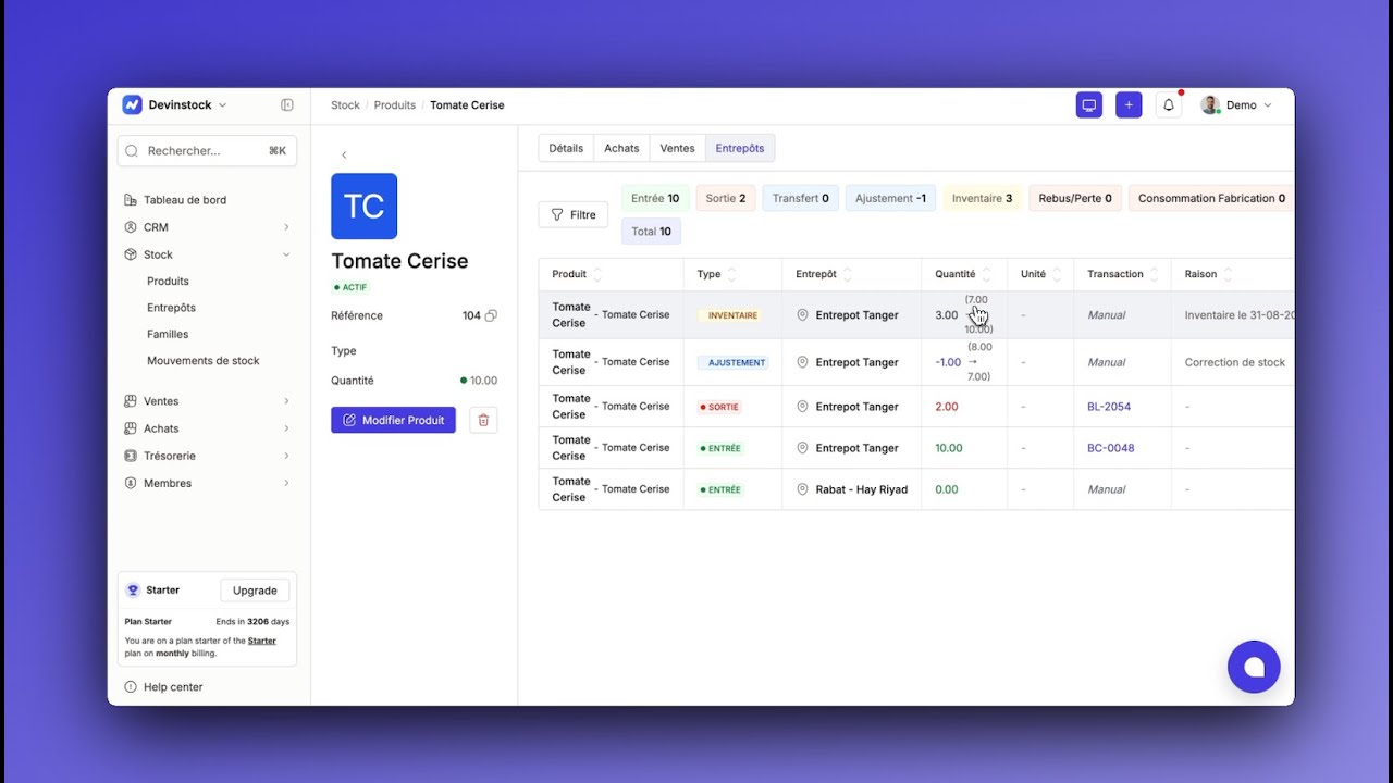 Gestion de Stock, Mouvements et Inventaire