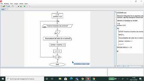 flowchart somma dieci numeri con algobuild