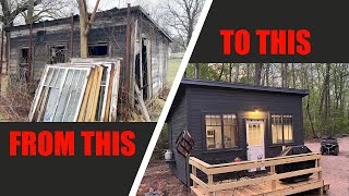 Off-Grid Tiny House COMPLETE BUILD with Timelapse | Reclaimed Materials--CHEAP DIY 12x16 Cabin
