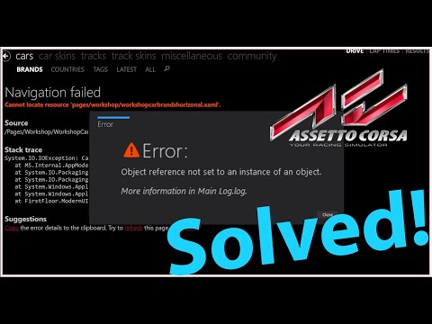 object reference not set to an instance of an object assetto corsa content manager workshop Fix