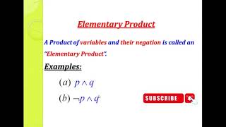 #38 ll Define : Elementary Product, Elementary Sum & Normal Form
