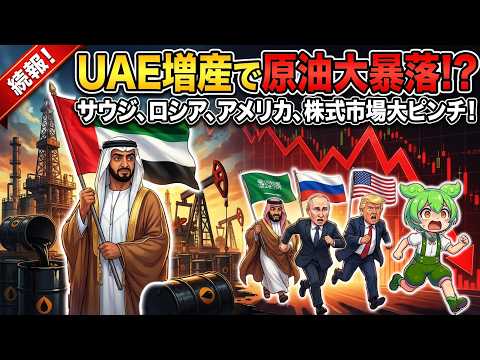 【続報！UAE増産で原油大暴落！？】サウジ・ロシア・アメリカ・株式市場大ピンチ！OPEC脱退によるUAEの大増産で産油国・株価・みんなの生活に何が起こるのかを徹底解説するのだ！【ずんだもん深堀り解説】