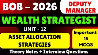 Asset Allocation Strategies MCQ | BOB Deputy Manager Wealth Strategist pdf 2026 | BOB Wealth MCQS