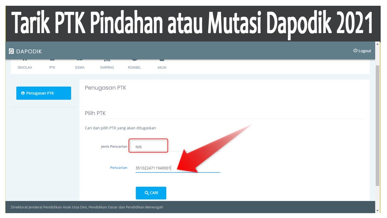 Cara Tarik PTK Pindahan atau Mutasi Online di Aplikasi Dapodik 2021