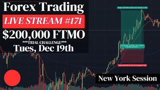 **Live Forex Trading #171** $200,000 FTMO Scalping Strategy Tues 12/19 (New York Session)