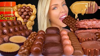 ASMR CHOCOLATE DESSERT MUKBANG, Klondike Salted Caramel Ice Cream, Milk Duds Candy Aero Chocolate 먹방