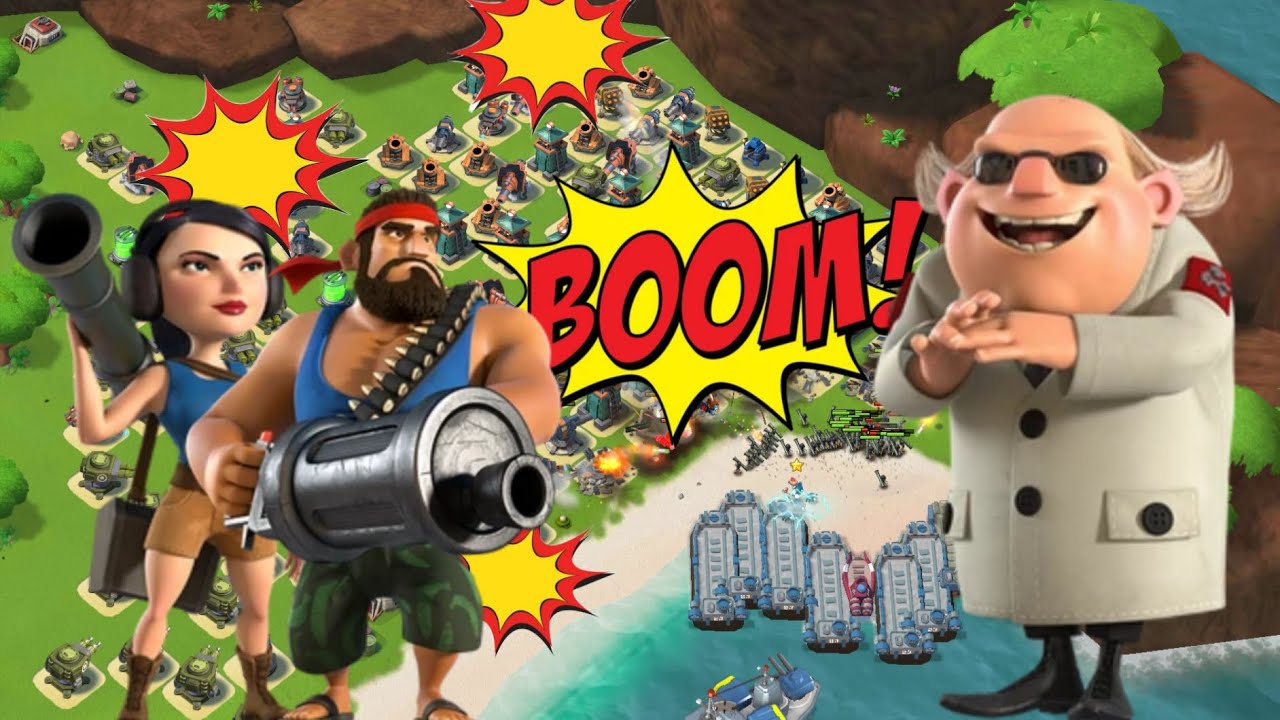 Boom Beach Dr. T Attack | Heavy & Zooka Strategy 🔥 Skull Island Account | Full Clear