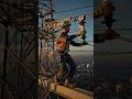 Working on Live Power Lines at Extreme Height ⚡#HighVoltage #PowerLine #ExtremeWork #shorts