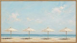 Vintage Beach Art For Your TV | Coastal Parasols Painting | 4K Slideshow No Sound screenshot 5