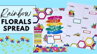 PLAN WITH ME | RAINBOW FLORALS SPREAD