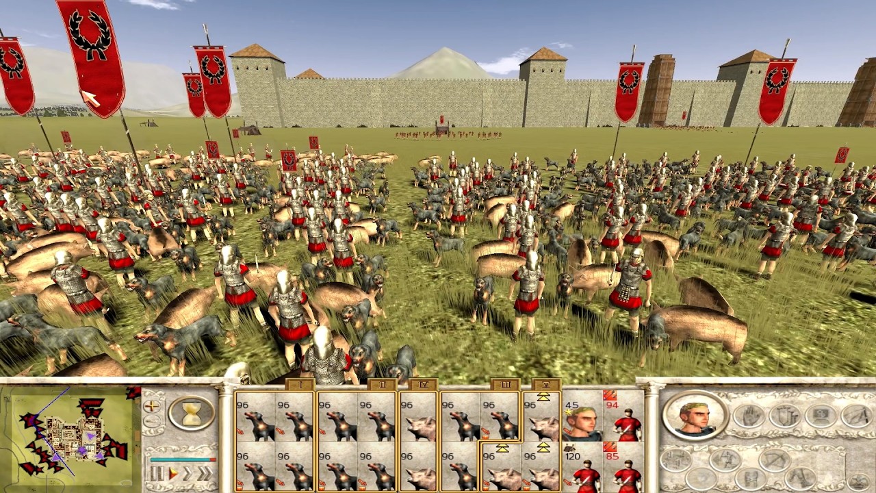 Свиньи, собаки и крестьяне штурмуют Рим. Rome: Total War