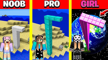 Minecraft Battle:  WATER SPRINGBOARD BUILD CHALLENGE - NOOB vs PRO vs GIRL / Animation