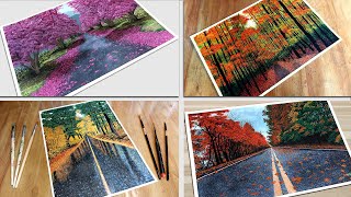 THE BEST 4 How To Paint an Autumn Forest Road / Acrylic Painting For Beginners / Very Easy
