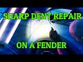 Sharp dent repair on a fender | Heat gun | PDR