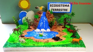 Como hacer MAQUETA de ECOSISTEMA TERRESTRE paso a paso / Proyectos / Model of terrestrial ecosystem