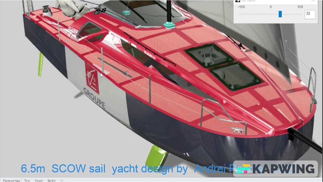 SCOW 6.5m sail yacht  with  a  swing keel   design by AndreiRochian 2023