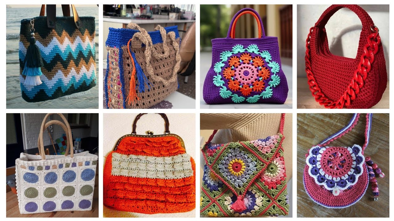 Красивые и потрясающие модели вязаных крючком сумок для девочек | Вязаные сумочки